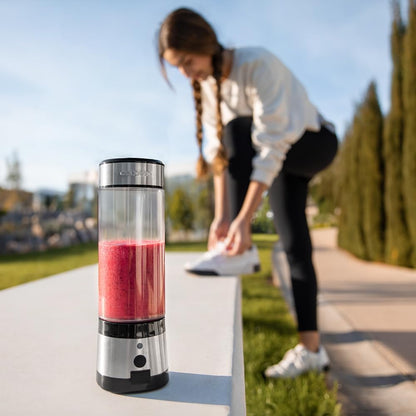 Cecotec Batidora De Vaso Portátil Individual Smoothies Wanderlustmix USB. 126W, Compacta, Vaso De 400Ml, 4 Cuchillas Con Recubrimiento De Titanio Negro, Autonomía De 15 Usos